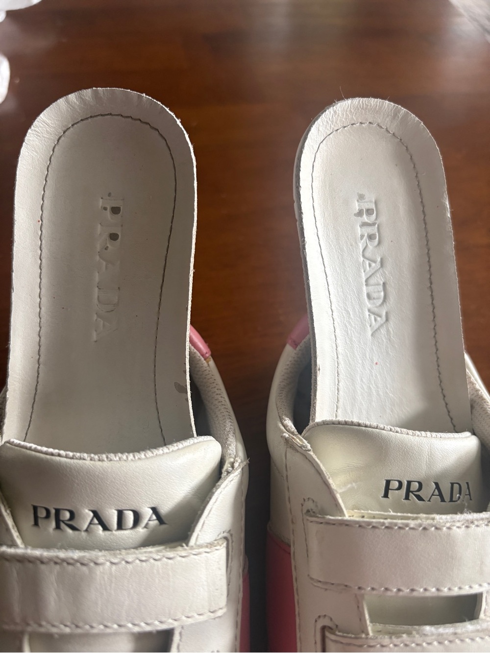 Prada Girls Pink Leather Logo Velcro Sneakers - Picture 3 of 16